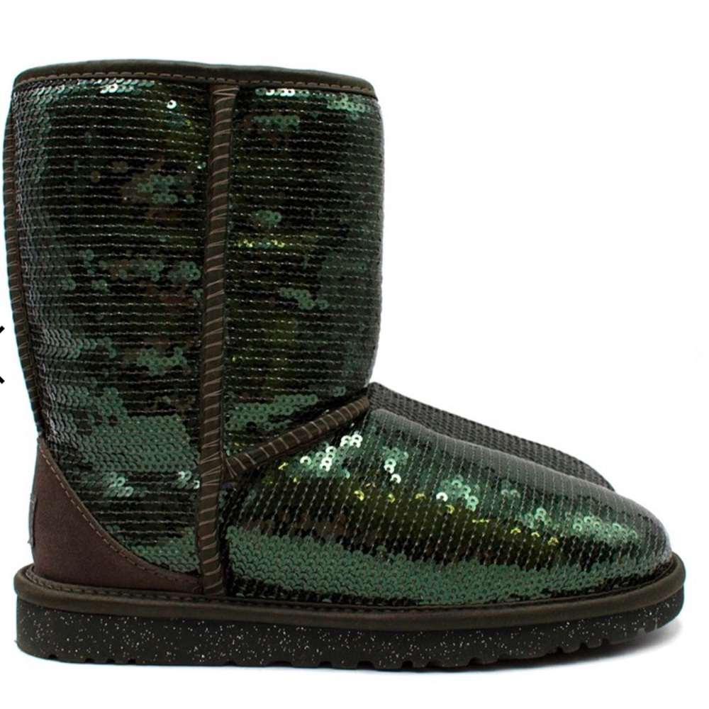 UGG Emerald Green Sequin Short Boots Size 7
